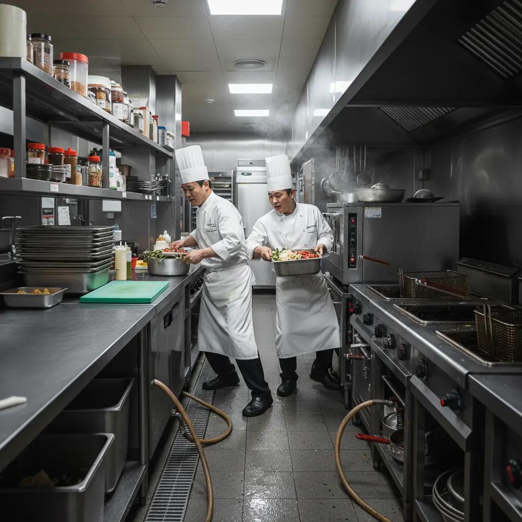 좁은 주방 동선의 예