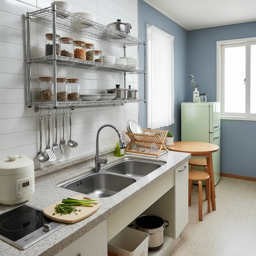 좁은 주방 벽선반 활용법