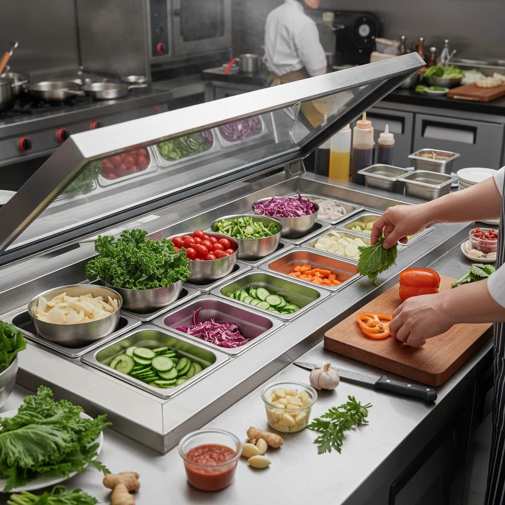 토핑 냉장고로 동선 단축