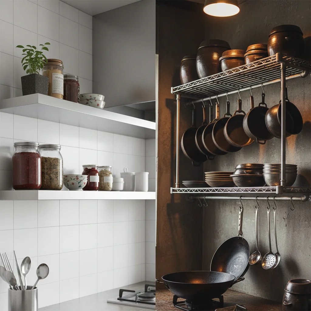 평판 vs 파이프 선반 비교