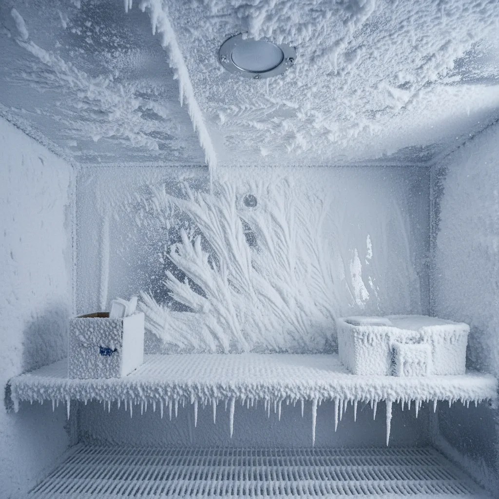 직냉식 냉동고의 성에