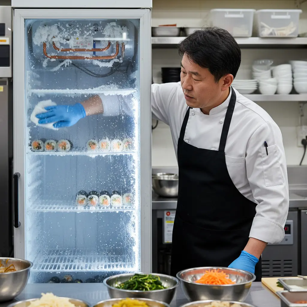 직냉식 성에 관리 모습