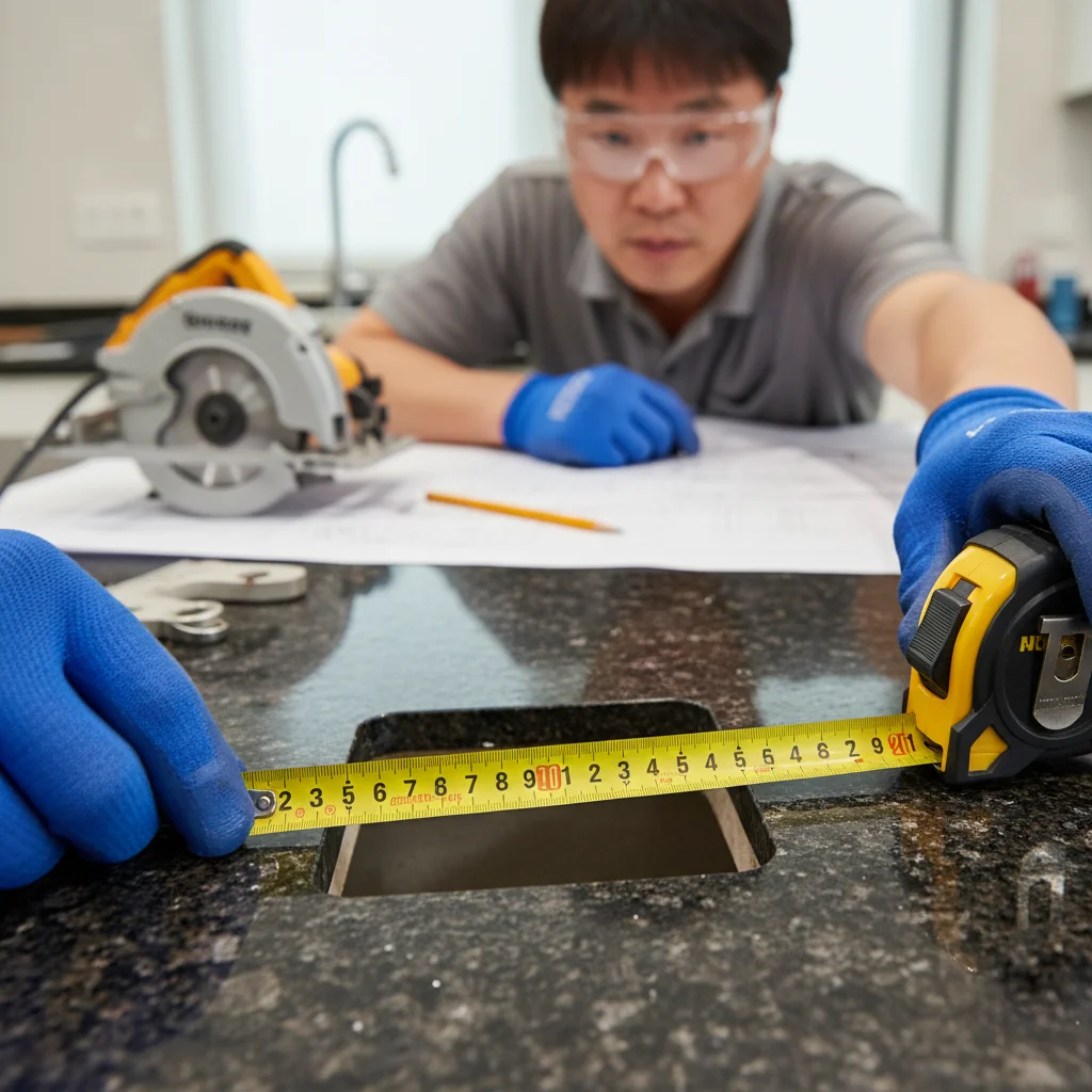 타공 치수 측정은 안쪽 기준으로