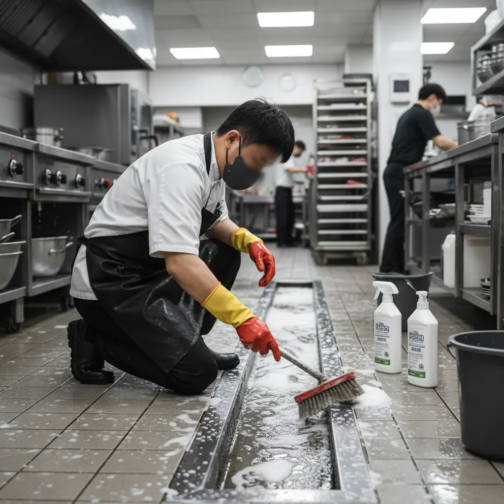 트렌치 내부 청소