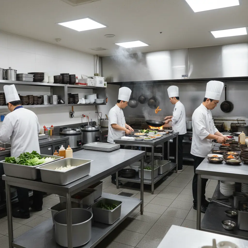 바쁜 주방의 핵심 작업대