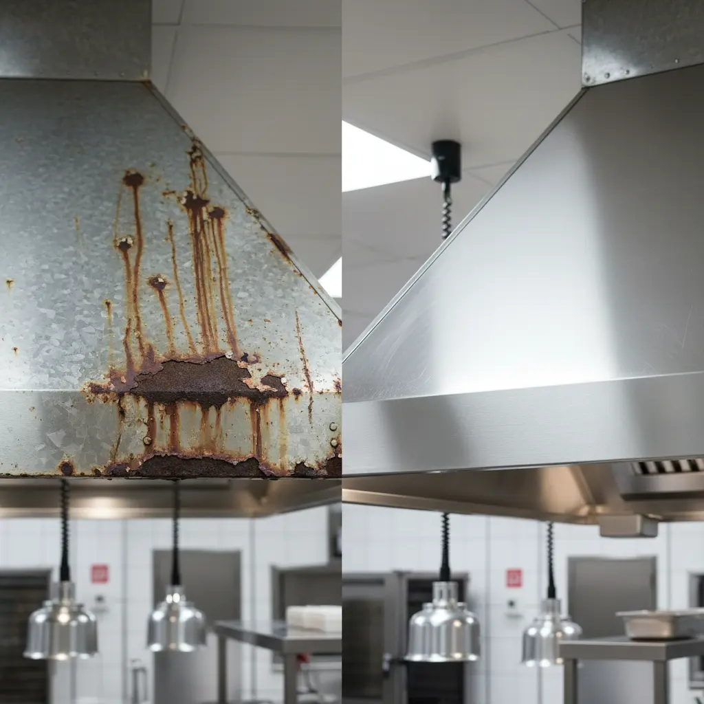 함석 vs 스텐 후드 비교