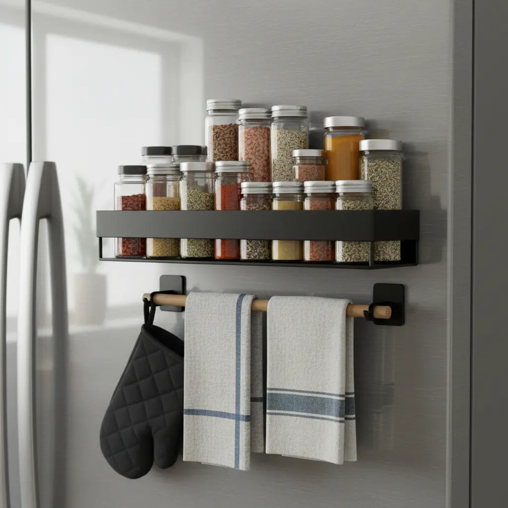 냉장고 옆면 활용 마그네틱 선반
