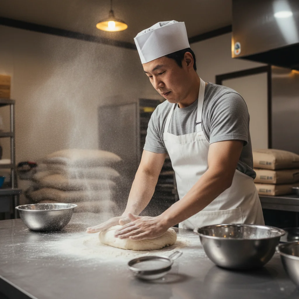 반죽 작업은 두꺼운 상판