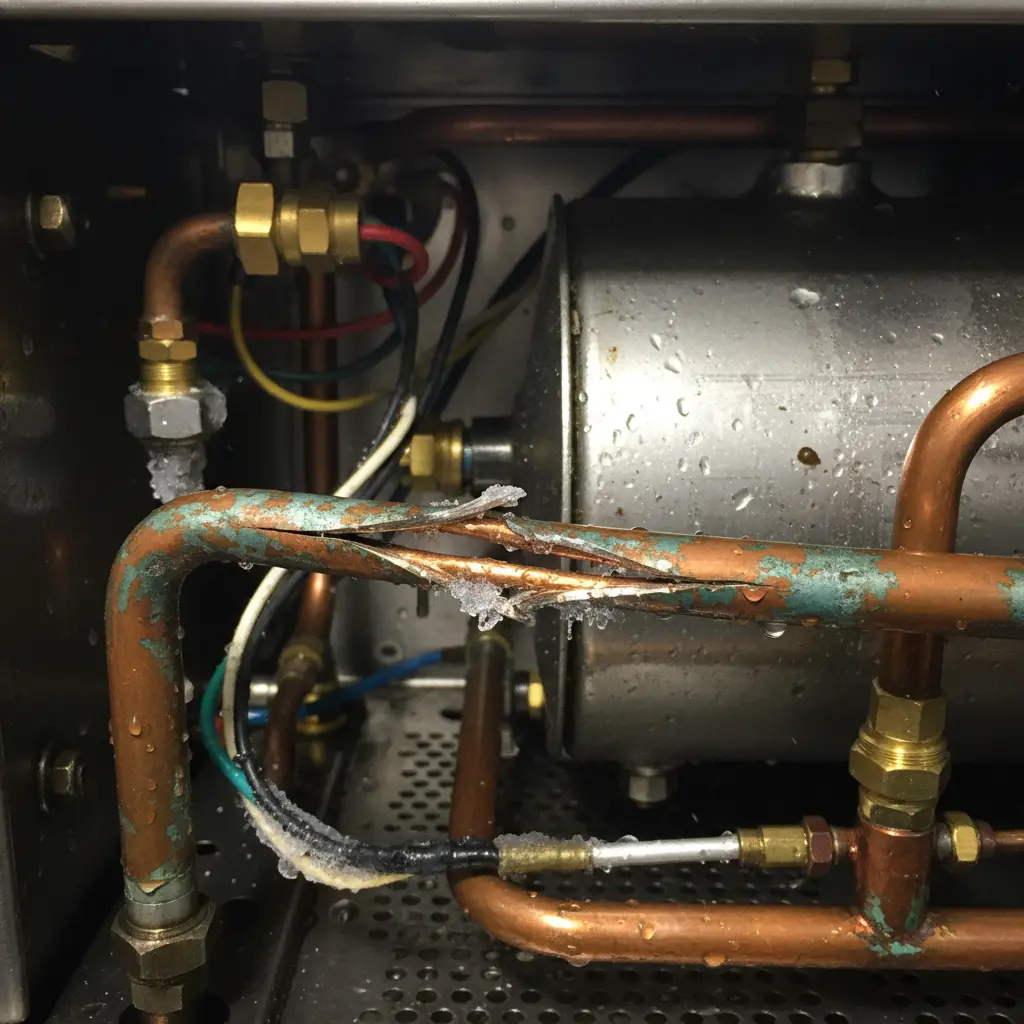 동파된 배관 주의