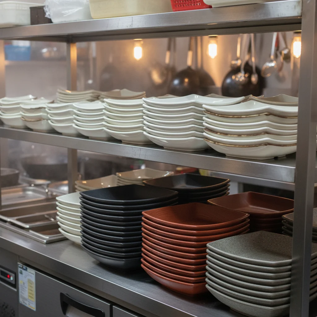 다양한 소재의 업소용사각접시