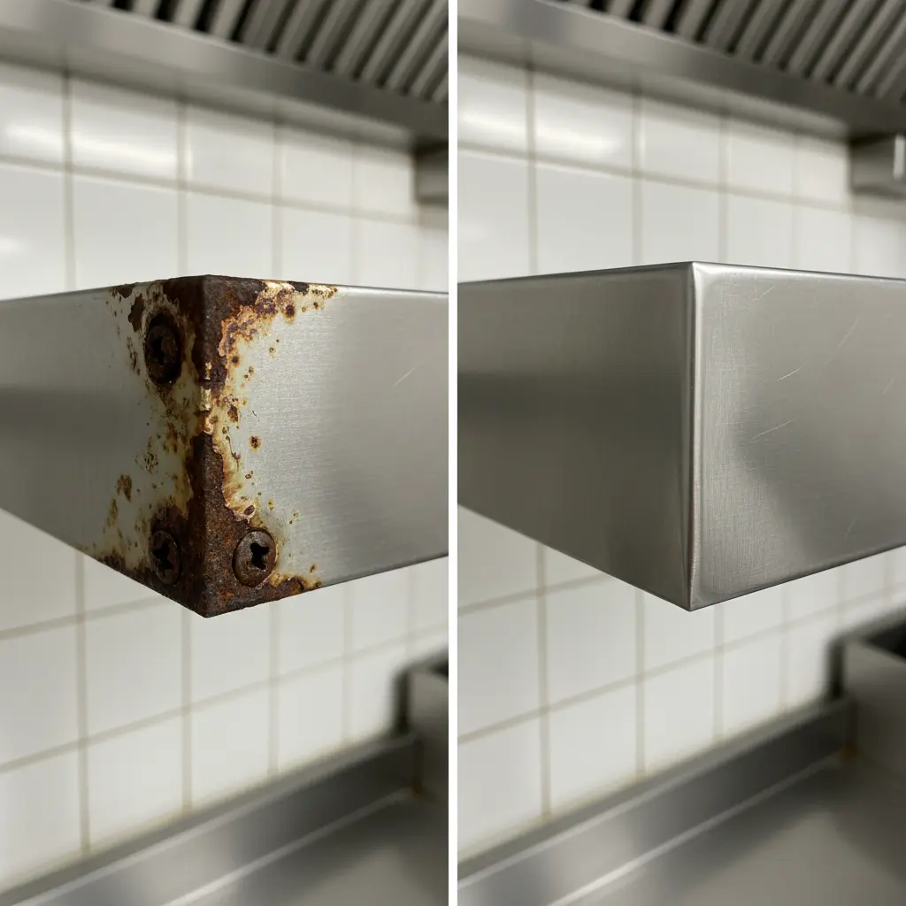 녹슨 선반 vs 새 선반 비교