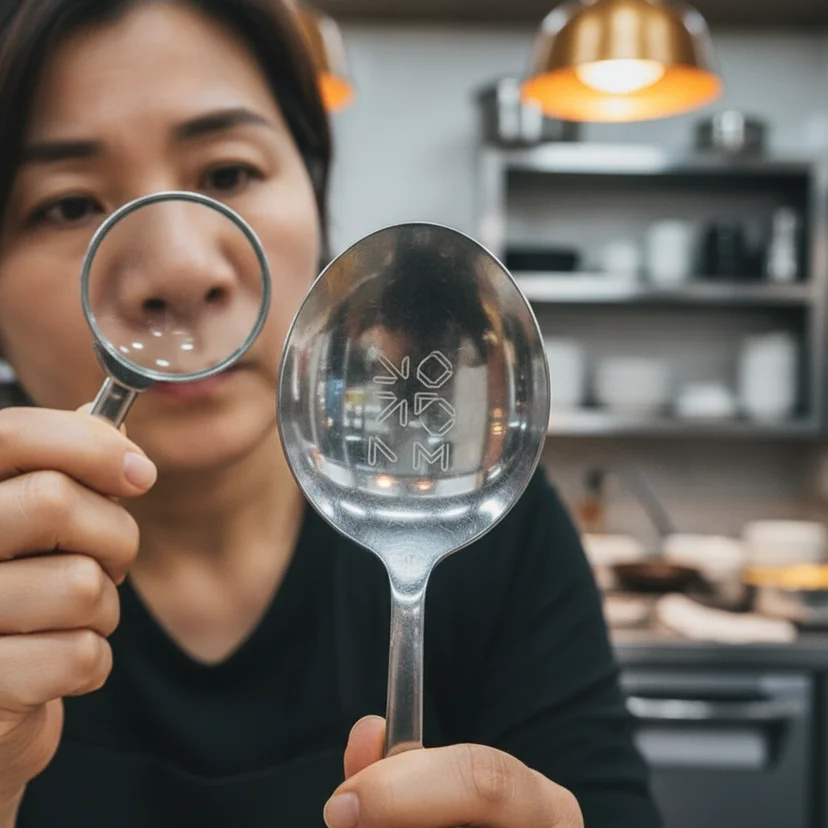 수저 뒷면 STS 304 확인