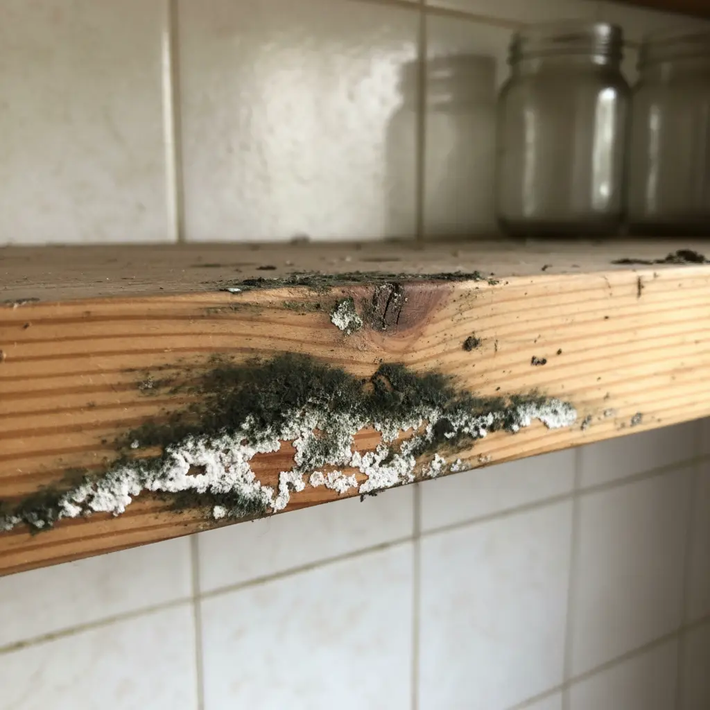 관리 안 된 원목 선반