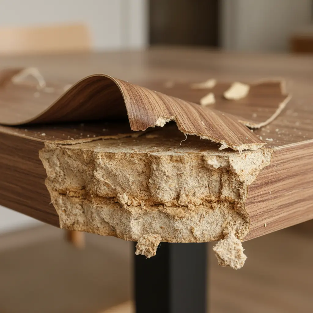 엣지 필름이 벗겨진 불량 상판