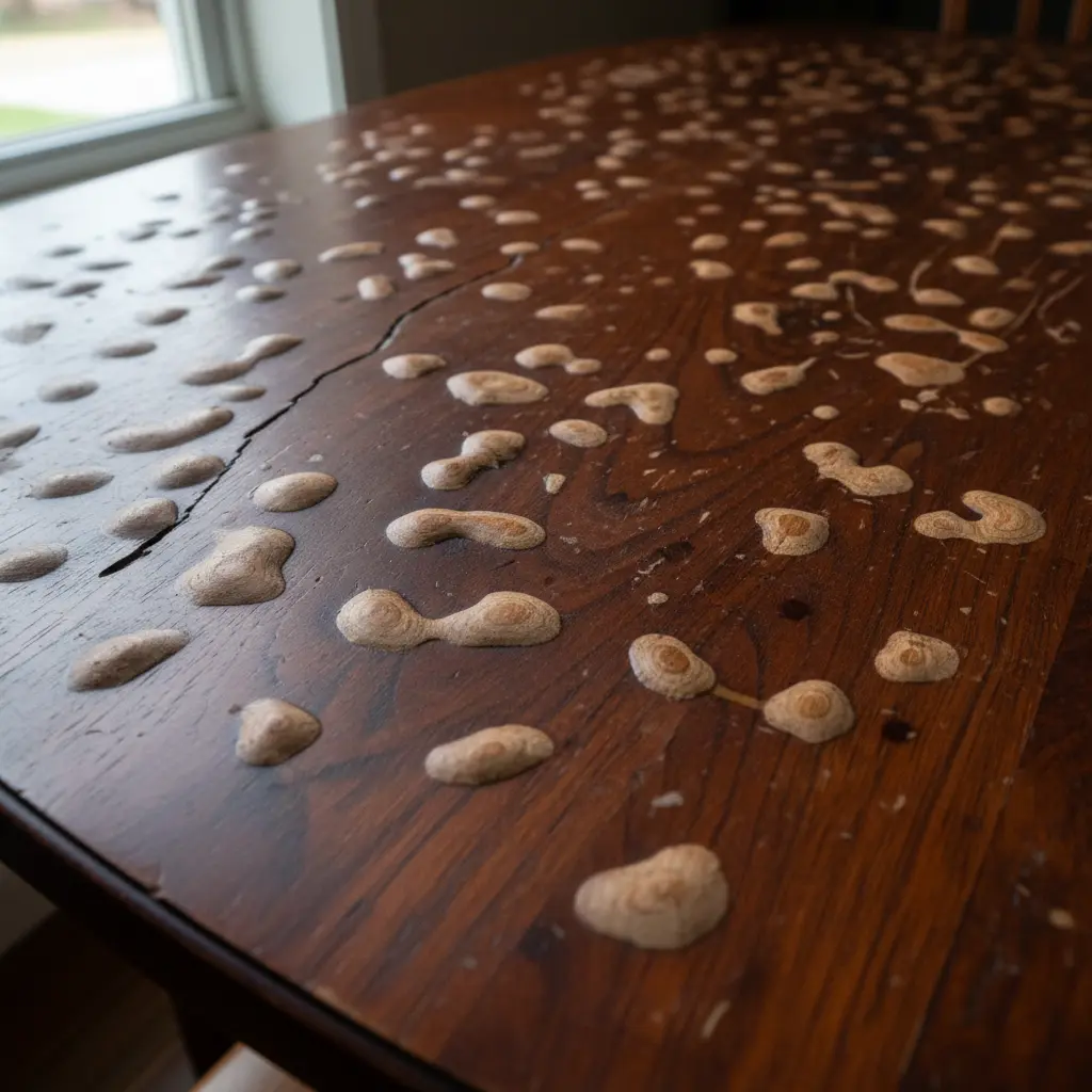 물 먹어서 부풀어 오른 상판