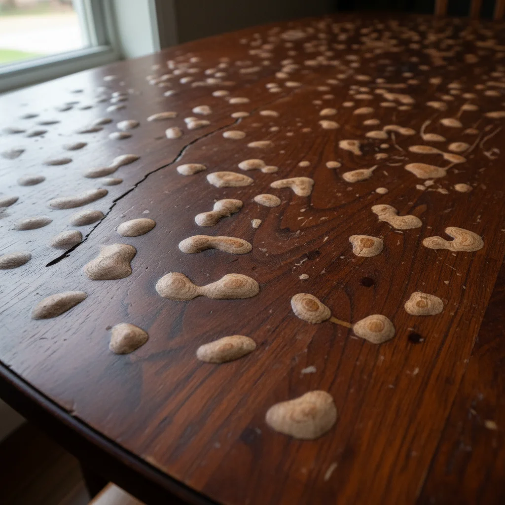 물 먹어서 부풀어 오른 상판