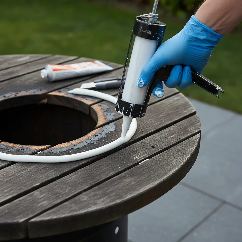 타공 부위 실리콘 보강 작업