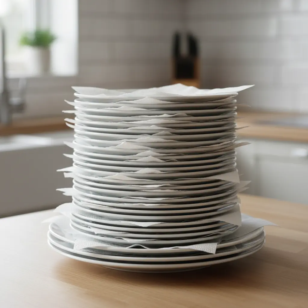 그릇 사이 완충제 끼우기