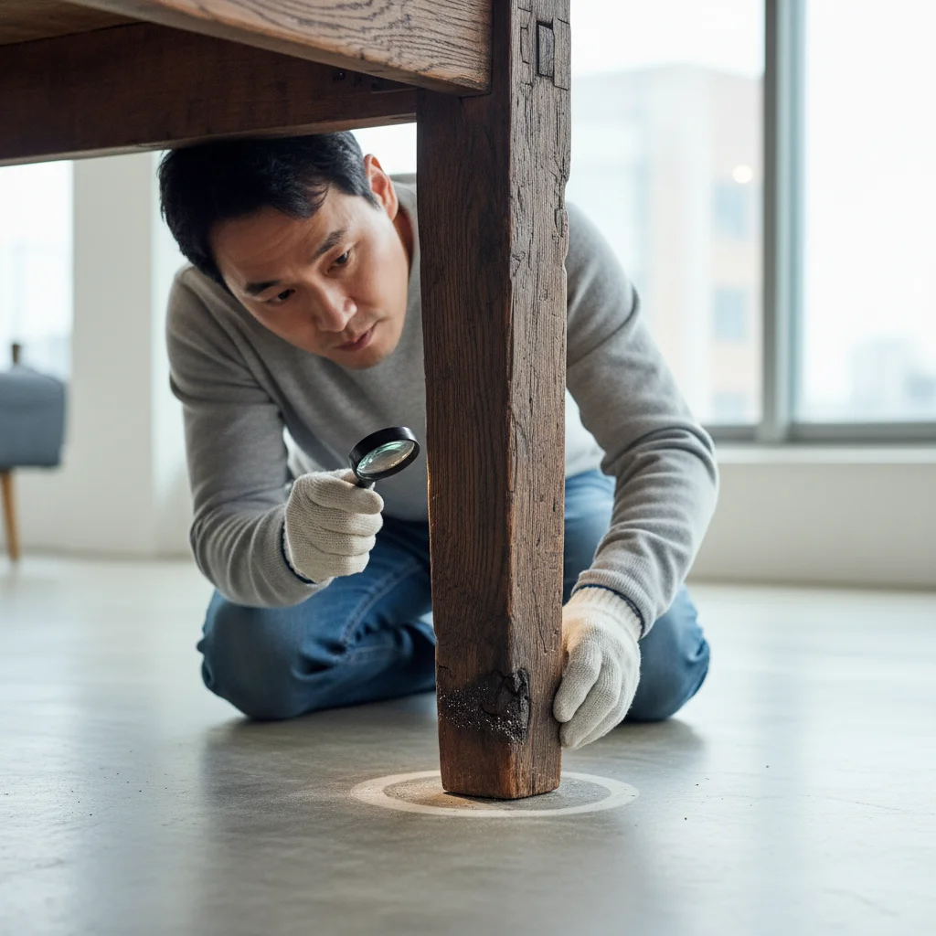 가구 하단 물먹음 확인