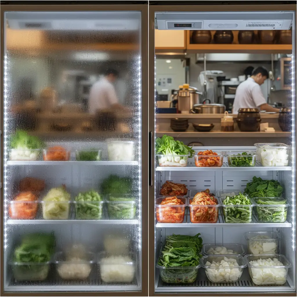 야채냉장고 - 결로 없는 투명 유리