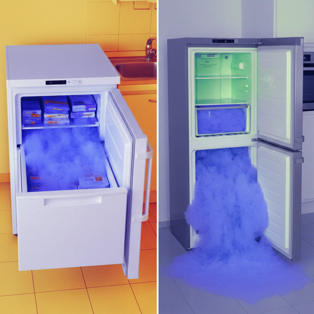 서랍형냉동고 - 냉기 손실 차단 효과