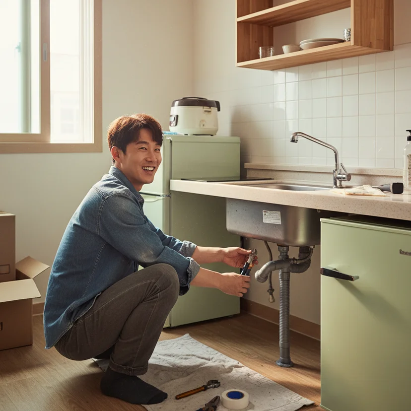 원룸에 셀프 설치 완료한 모습