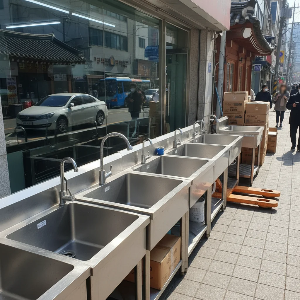 식당용씽크대 - 주방용품 거리 현장