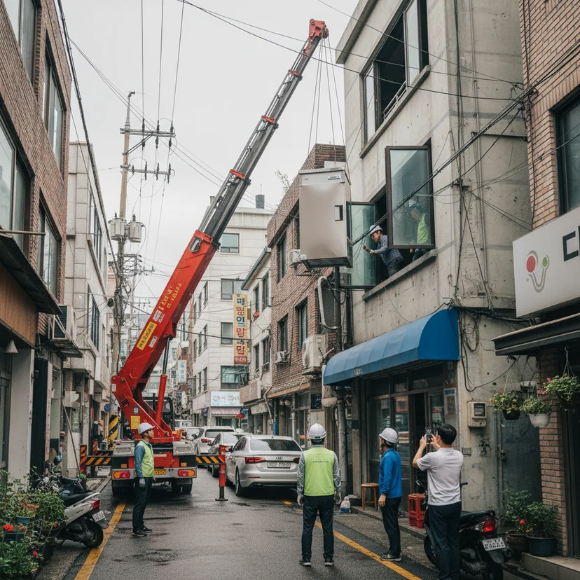 부산주방기물 - 사다리차 비용 체크