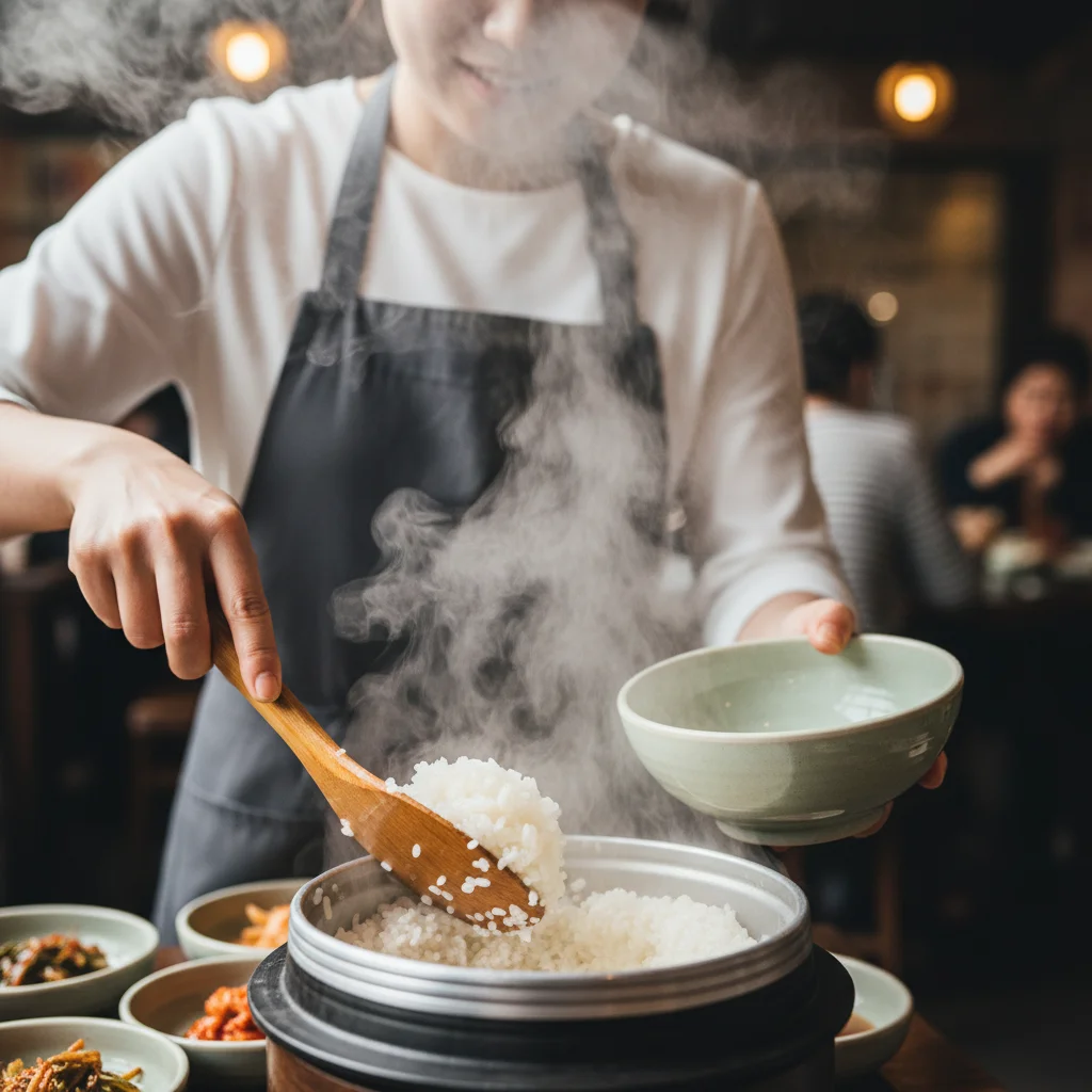 뚜껑 없이 바로 푸는 밥