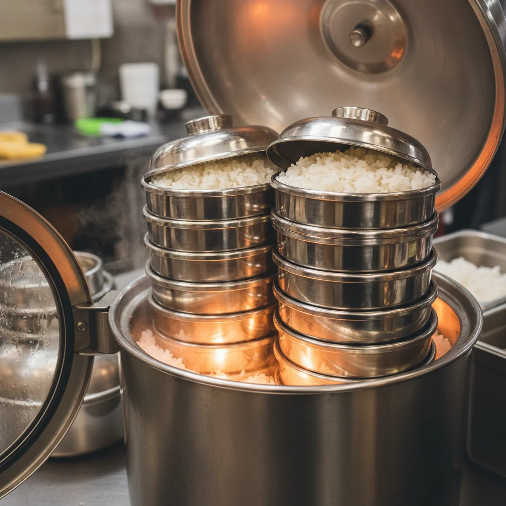 보온고 속 뚜껑 있는 밥공기