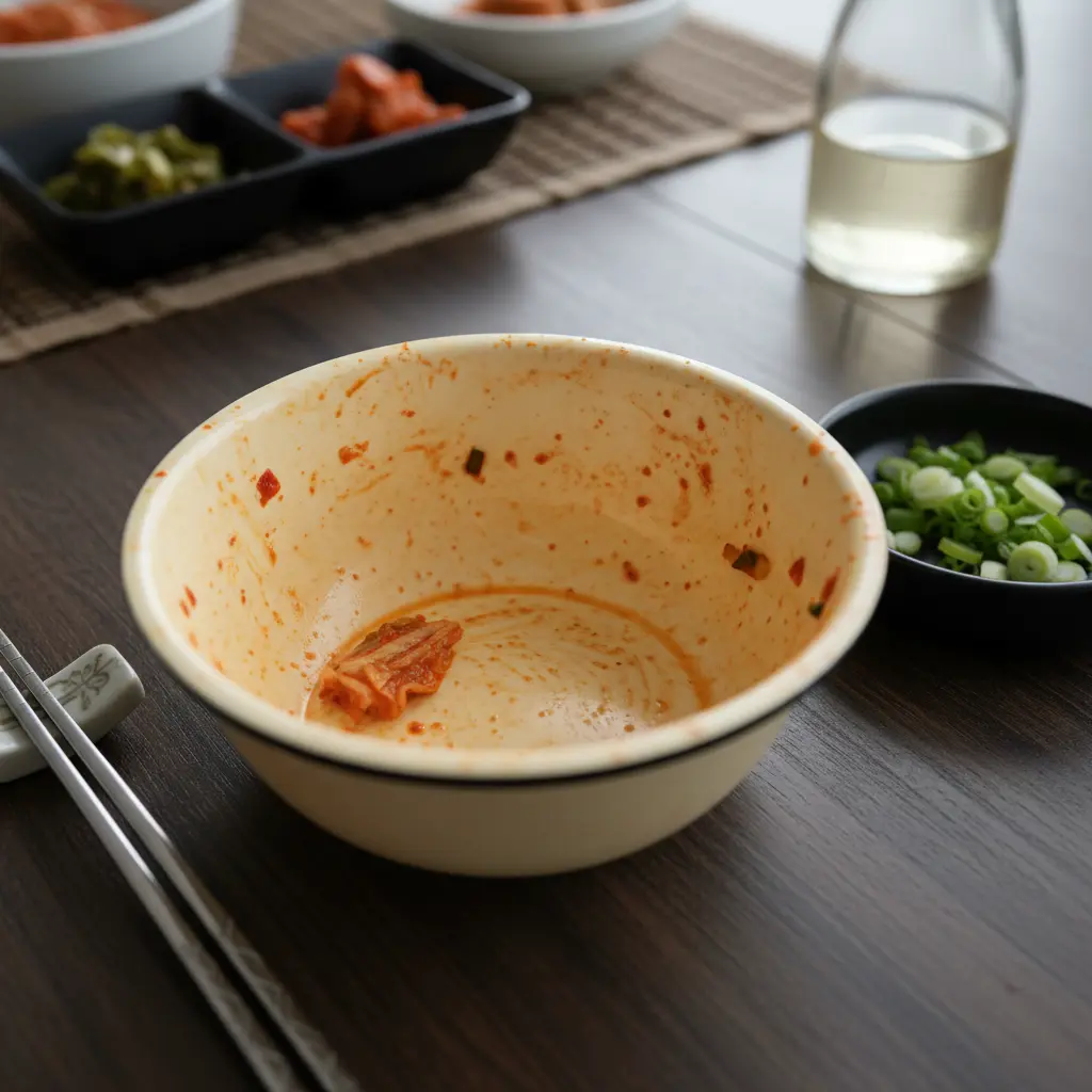 멜라민 착색 주의