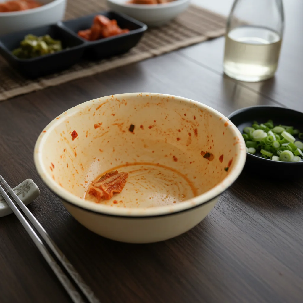 멜라민 착색 주의