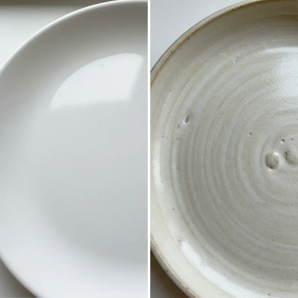 멜라민과 도자기 질감 비교