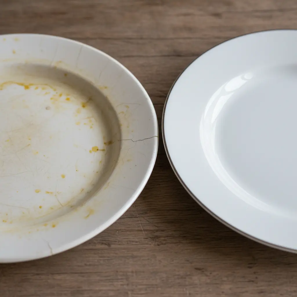 저가형 접시의 변색 문제