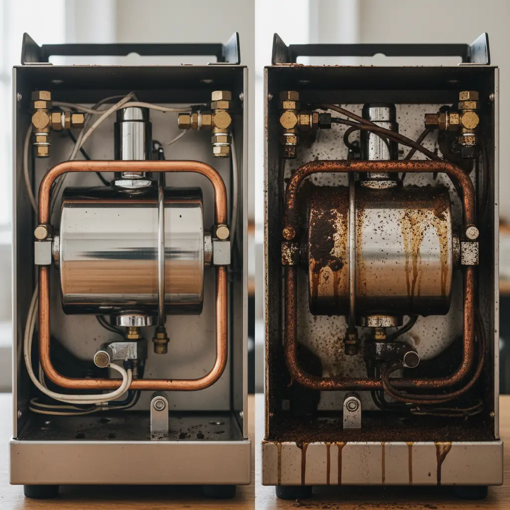 중고커피머신기 - 머신 내부 스케일 확인