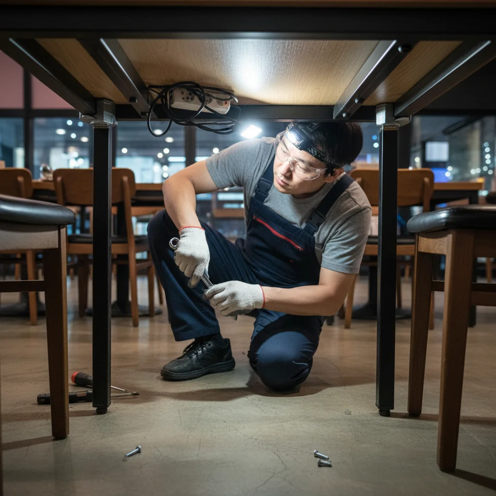 중고식당테이블 - 다리 연결부위 점검