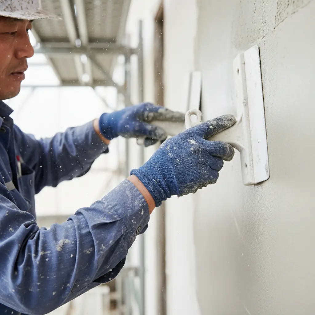 도비주걱 - 벽면 평탄화 작업 중