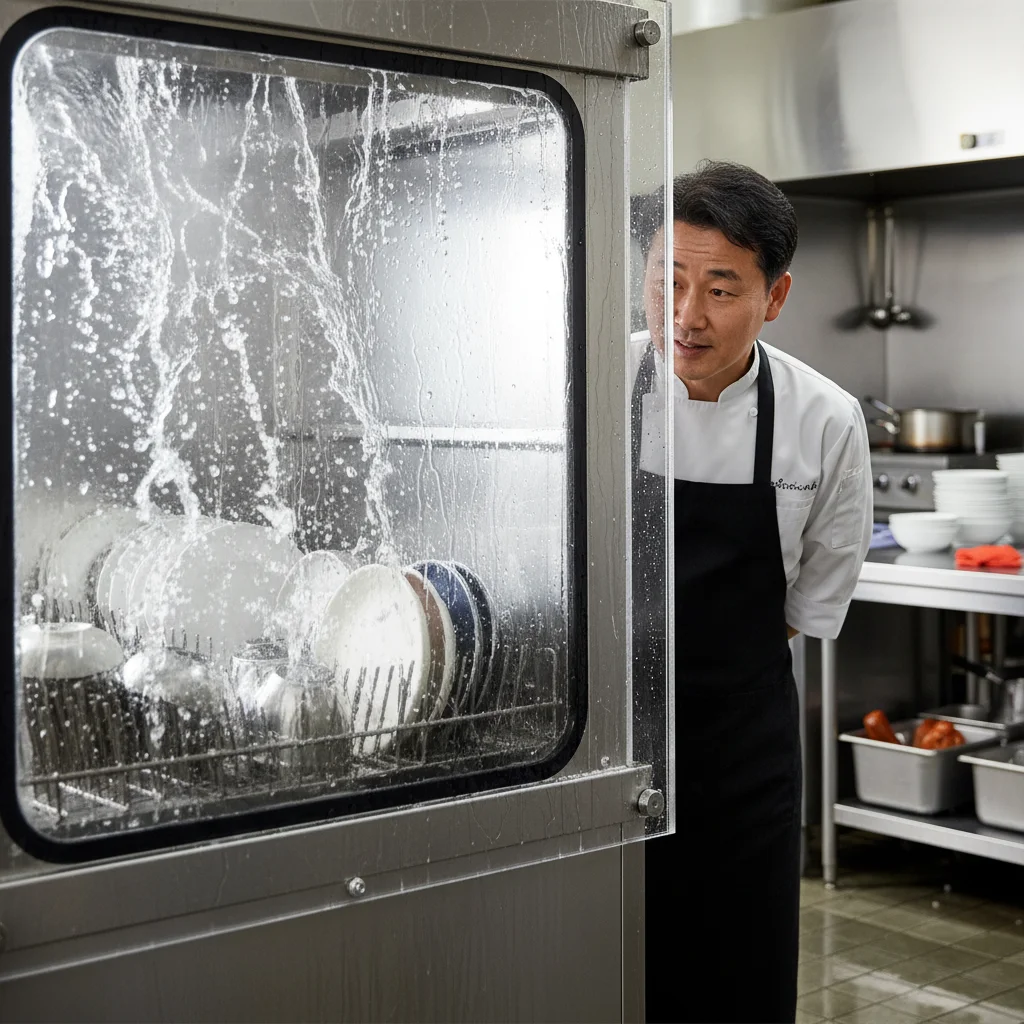 부산중고주방기기 - 식기세척기 시운전 장면