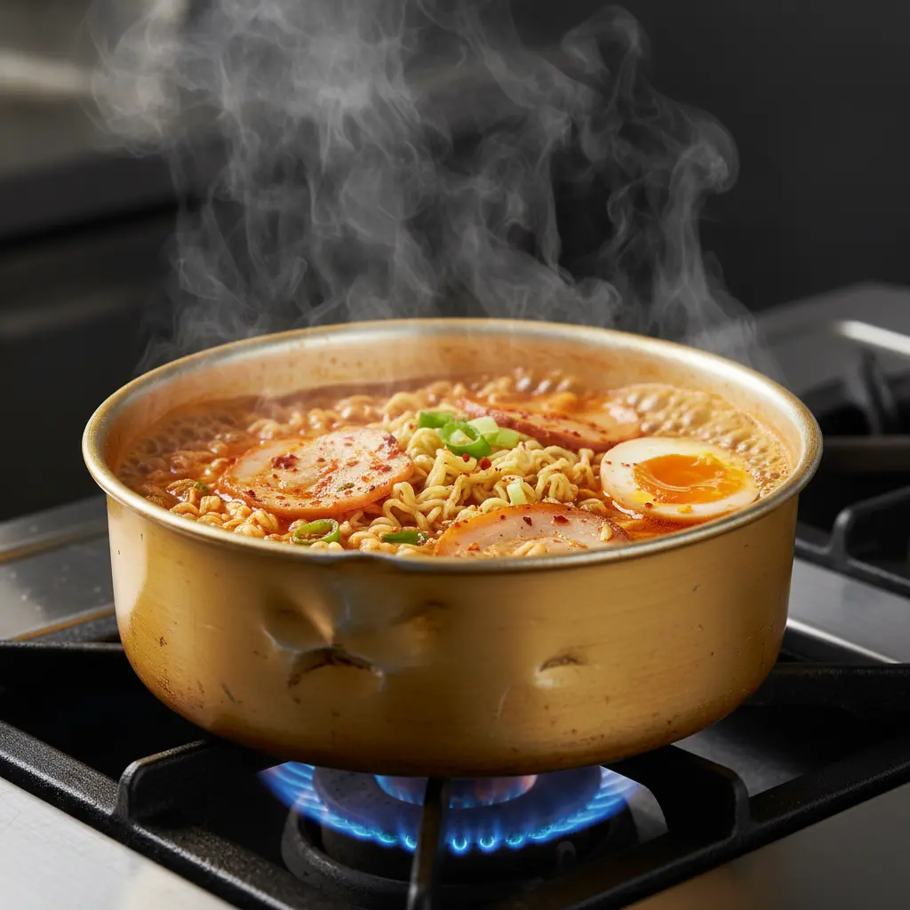 보글보글 끓는 양은냄비 라면