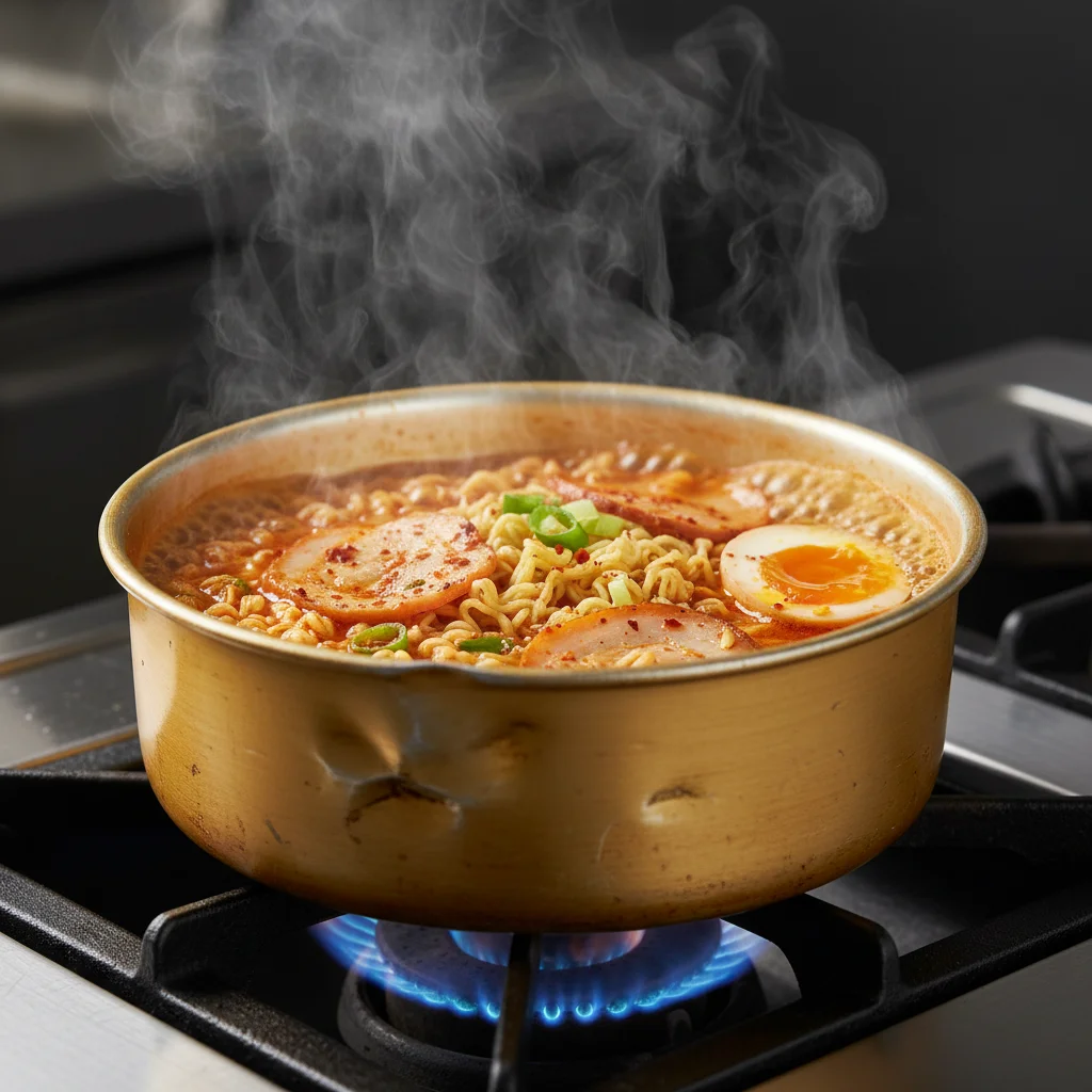 보글보글 끓는 양은냄비 라면