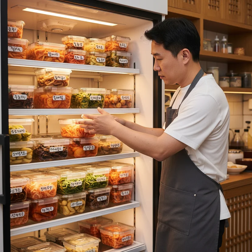 부산반찬가게쇼케이스 - 맛깔나 보이는 조명 세팅
