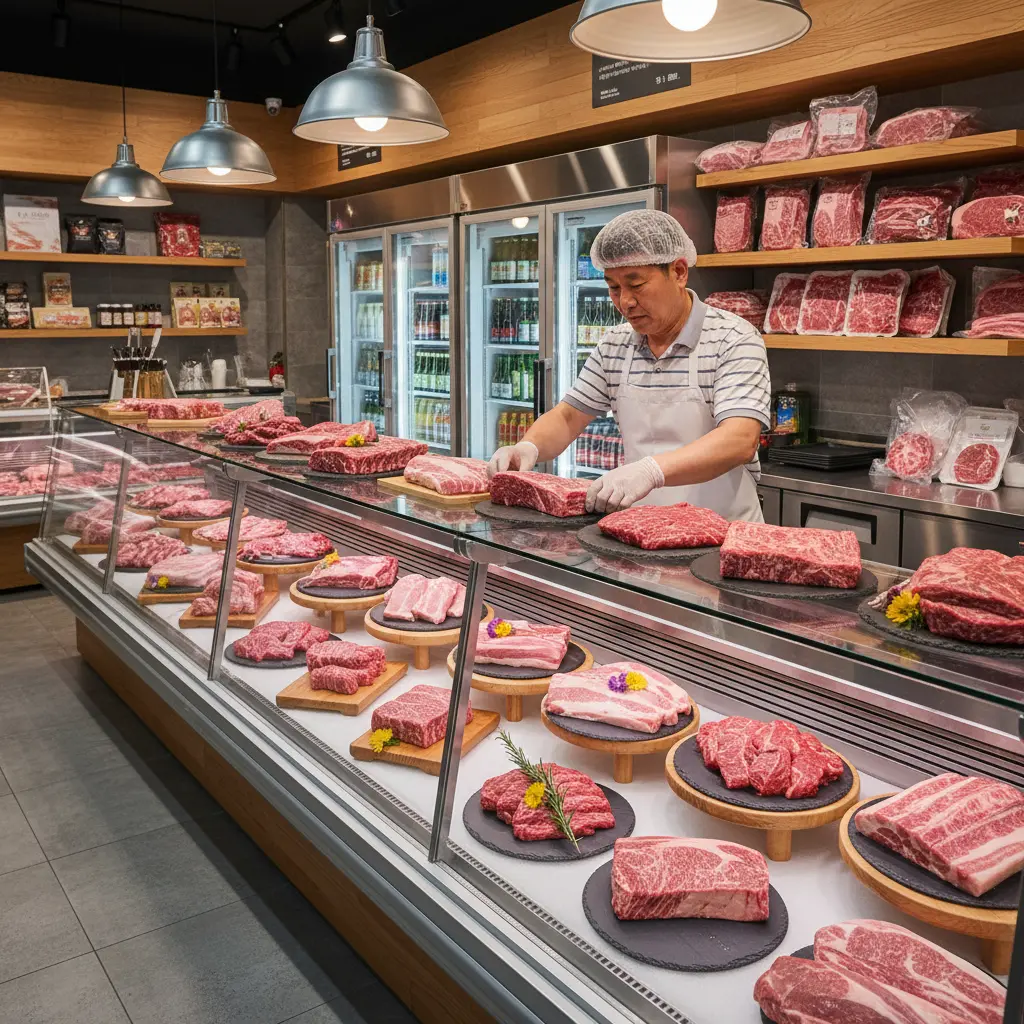 서울정육쇼케이스 - 고기 색감이 확 사는 조명 세팅