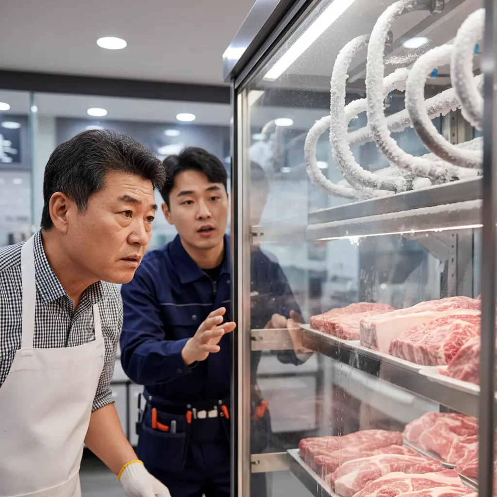 서울정육쇼케이스 - 직냉식 파이프 성에 확인