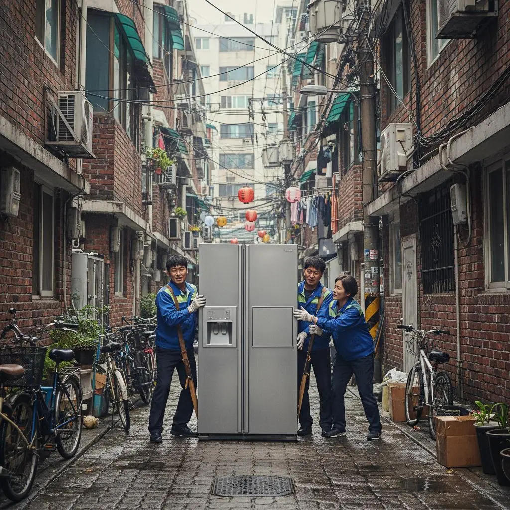 서울중고주방용품 - 서울 좁은 골목 운송 현장