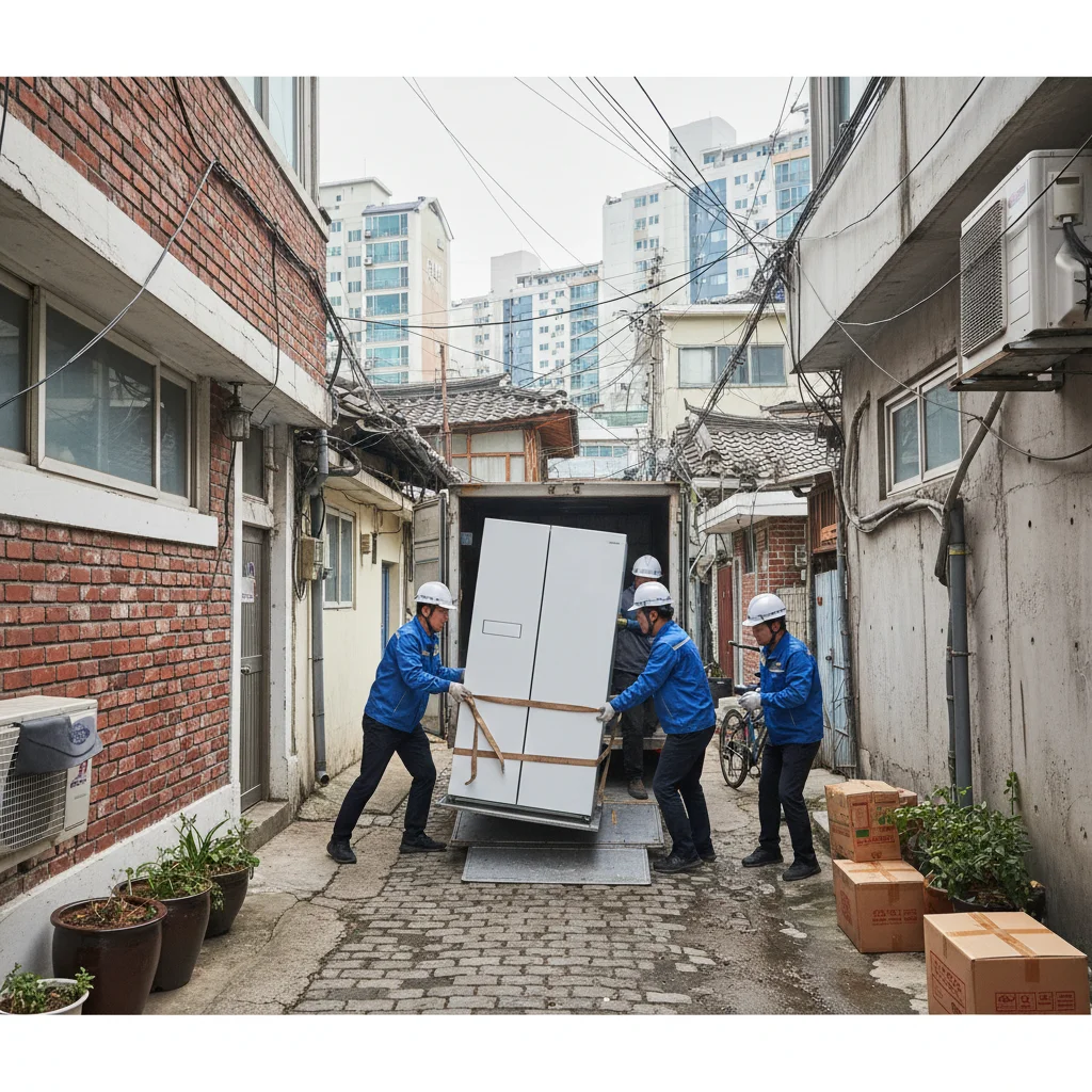 서울영업용냉장고 - 서울 좁은 골목 배송 주의