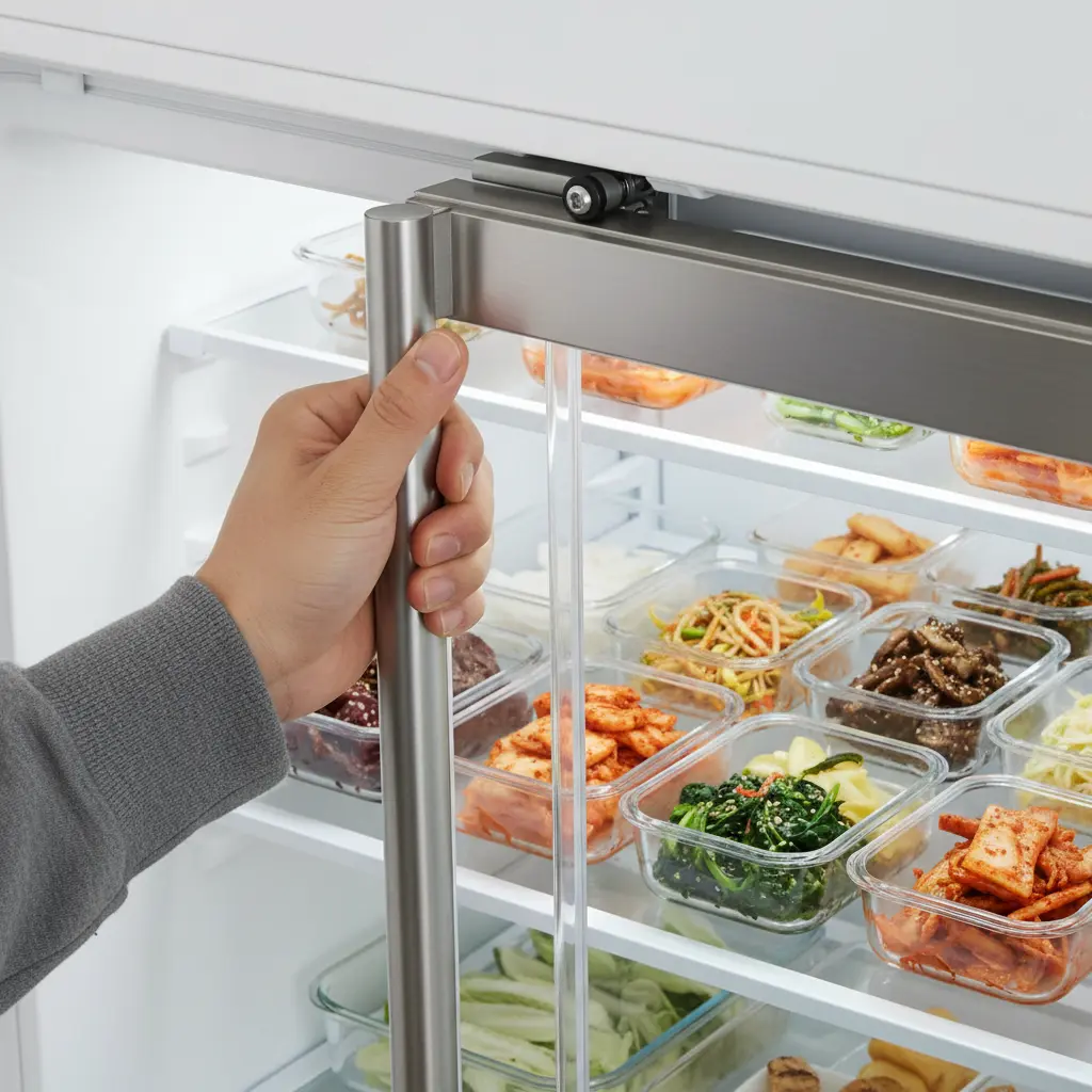 서울반찬진열냉장고 - 좁은 공간엔 슬라이딩 도어