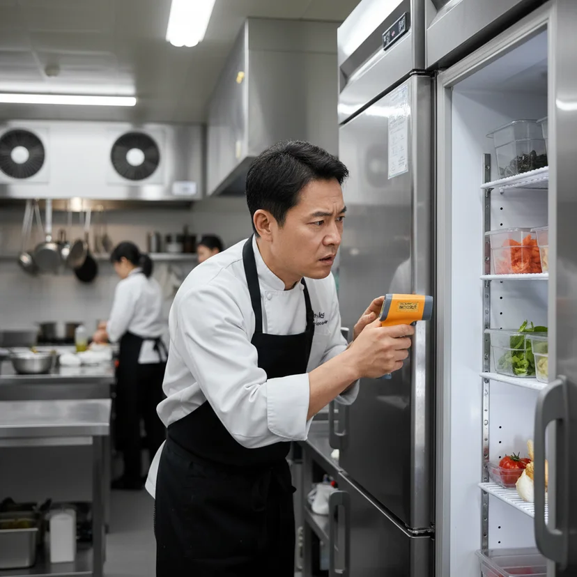 강남냉동고냉장고 - 냉장고 온도 체크하는 셰프