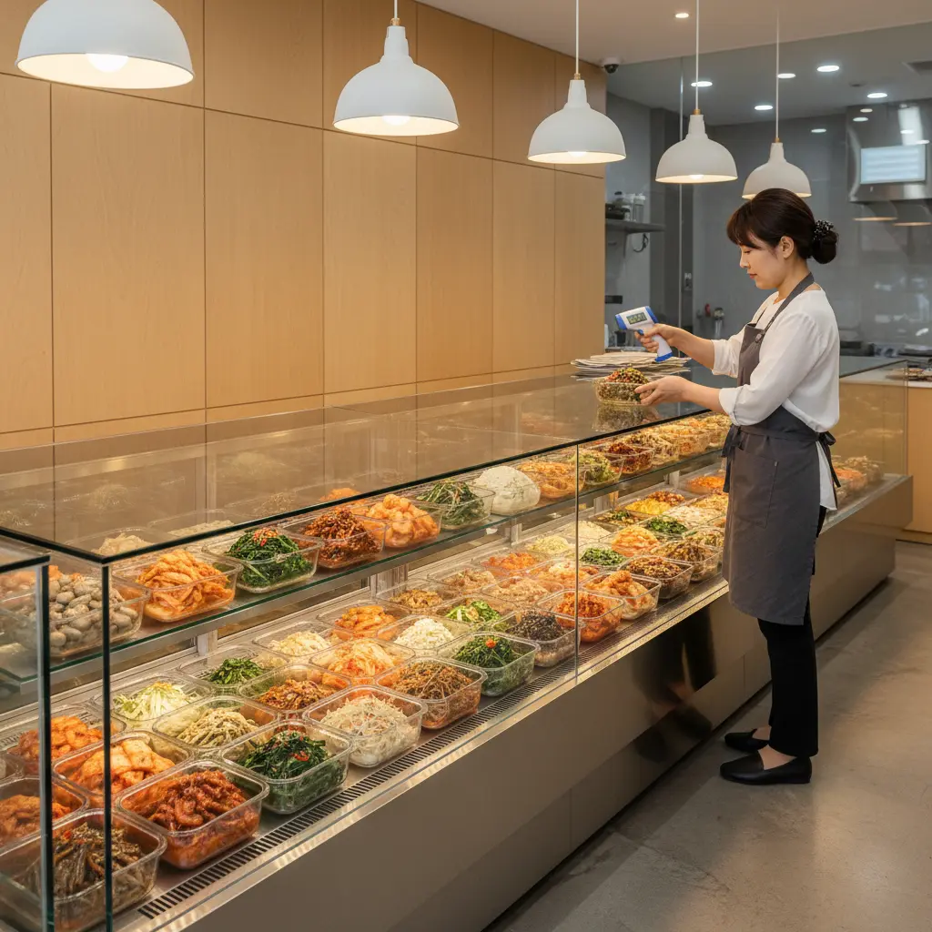 강원도반찬쇼케이스 - 깔끔한 반찬 진열의 정석