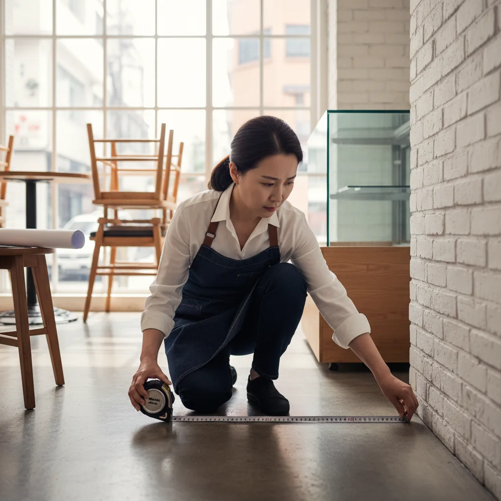 강원도내치형쇼케이스 - 설치 공간 실측하는 사장님