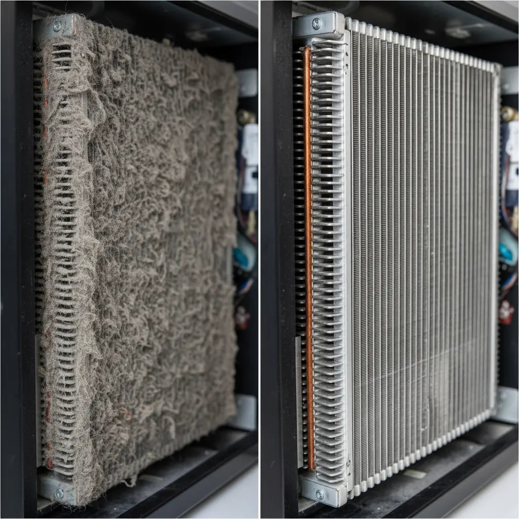 제주도경남업소용쇼케이스 - 응축기 청소 전후